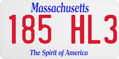 MA license plate 185HL3