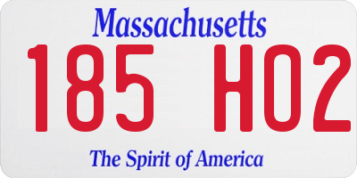 MA license plate 185HO2