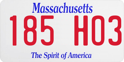 MA license plate 185HO3