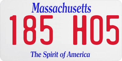 MA license plate 185HO5