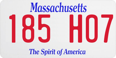 MA license plate 185HO7