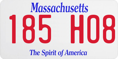 MA license plate 185HO8