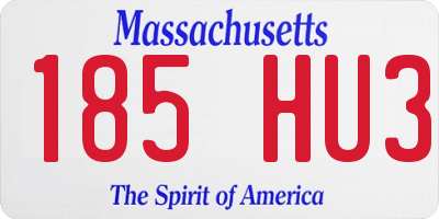 MA license plate 185HU3