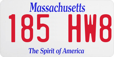 MA license plate 185HW8