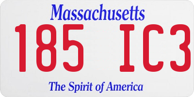 MA license plate 185IC3