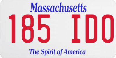 MA license plate 185ID0