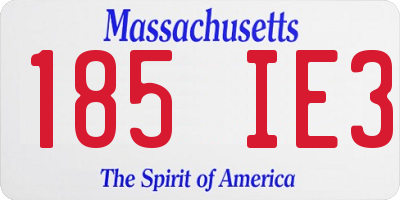 MA license plate 185IE3