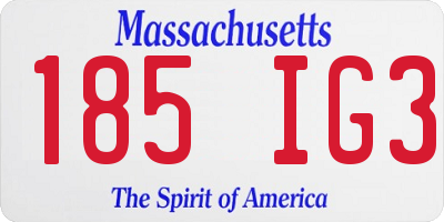 MA license plate 185IG3