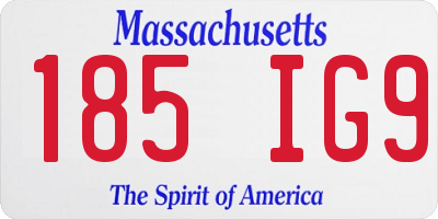 MA license plate 185IG9