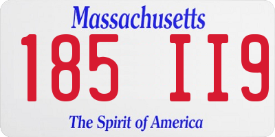 MA license plate 185II9