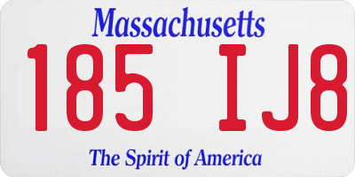 MA license plate 185IJ8