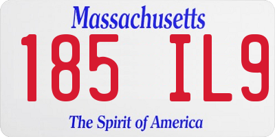 MA license plate 185IL9
