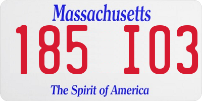 MA license plate 185IO3