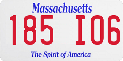 MA license plate 185IO6