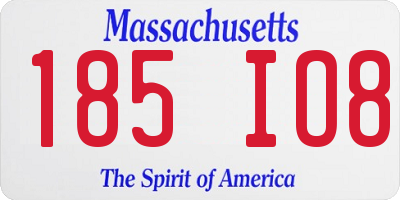 MA license plate 185IO8