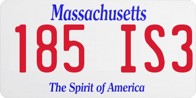 MA license plate 185IS3