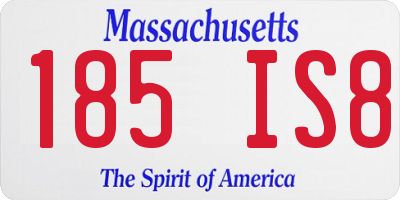 MA license plate 185IS8
