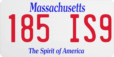 MA license plate 185IS9
