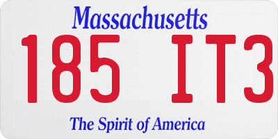 MA license plate 185IT3