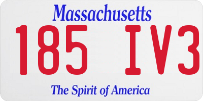 MA license plate 185IV3