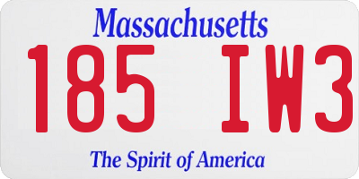 MA license plate 185IW3