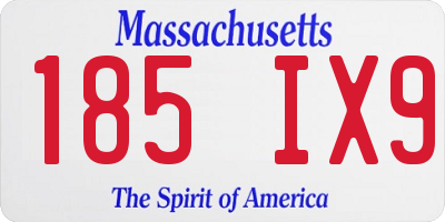 MA license plate 185IX9