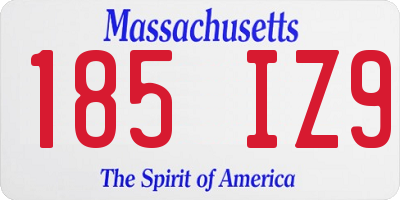 MA license plate 185IZ9