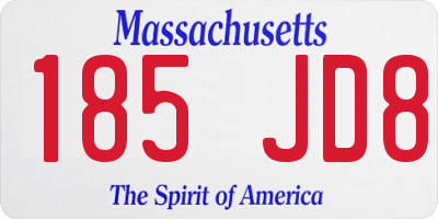 MA license plate 185JD8