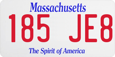 MA license plate 185JE8