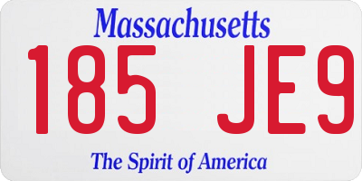 MA license plate 185JE9