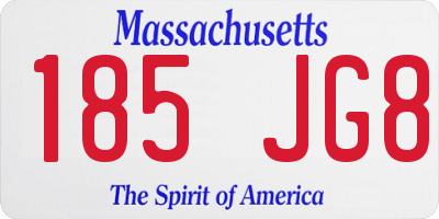 MA license plate 185JG8