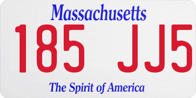 MA license plate 185JJ5
