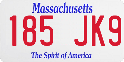 MA license plate 185JK9