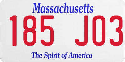 MA license plate 185JO3
