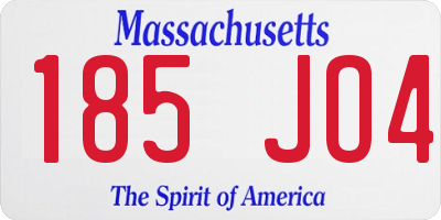 MA license plate 185JO4