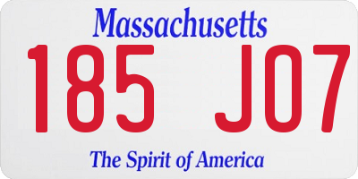 MA license plate 185JO7
