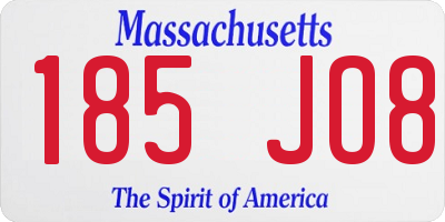 MA license plate 185JO8