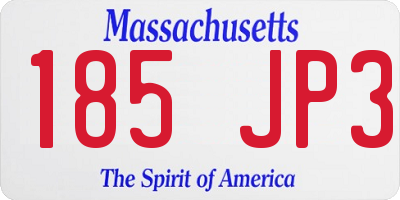MA license plate 185JP3