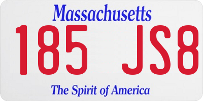 MA license plate 185JS8