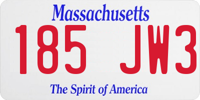 MA license plate 185JW3