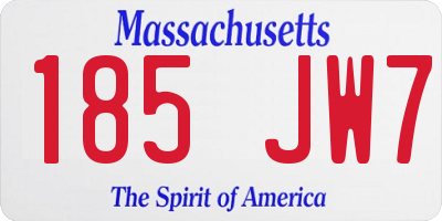 MA license plate 185JW7