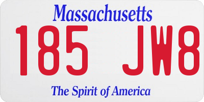MA license plate 185JW8