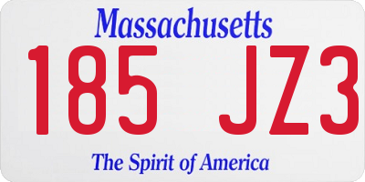 MA license plate 185JZ3