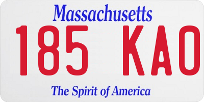 MA license plate 185KA0