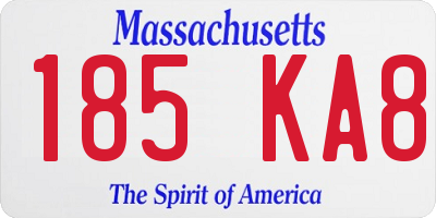 MA license plate 185KA8