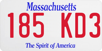 MA license plate 185KD3