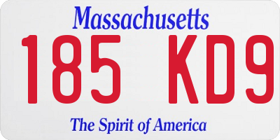 MA license plate 185KD9