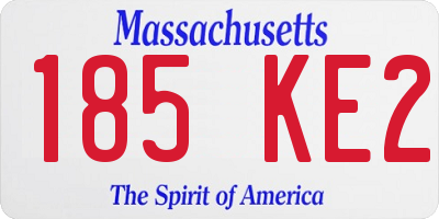 MA license plate 185KE2