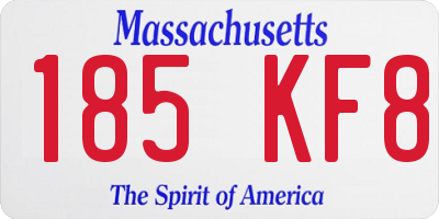 MA license plate 185KF8
