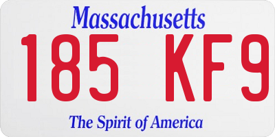 MA license plate 185KF9